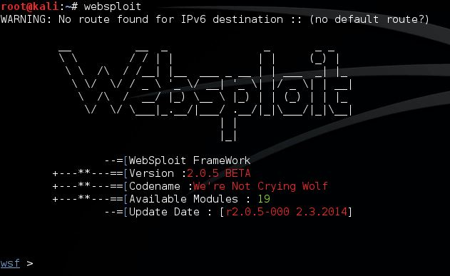 Websploit start