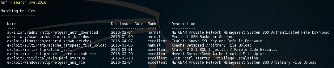 Metasploit exploits 2016