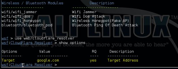 Websploit Cloudflare Resolver Module Tutorial 2