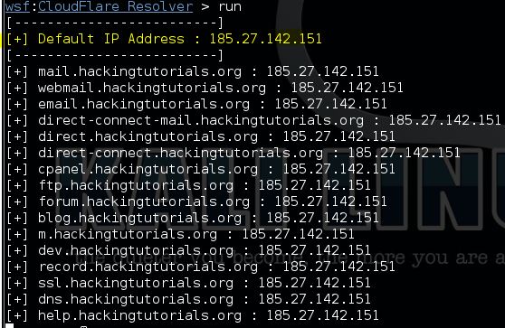 Websploit Cloudflare Resolver Module Tutorial 3
