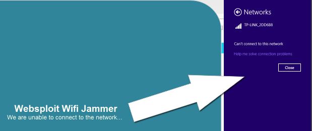 Websploit Wifi Jammer disconnected