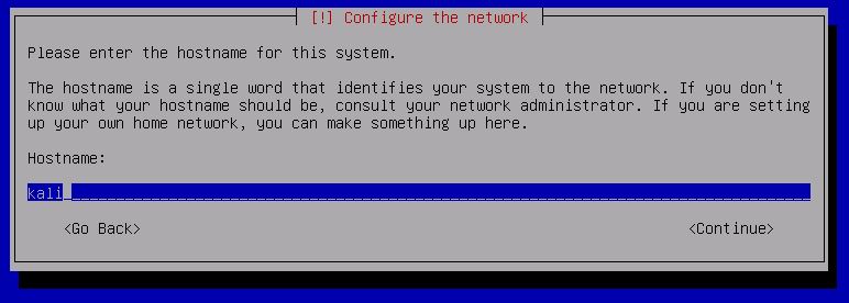 Kali Linux Installation - Hostname 6