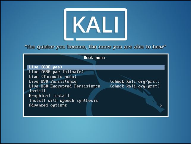 Kali Linux Installation - Installation Menu 1