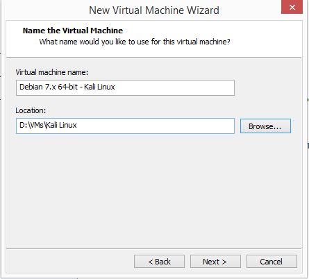 Kali Linux Installation - Name the virtual machine 4