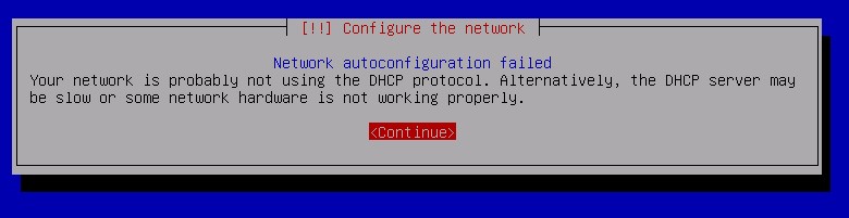 Kali Linux Installation - Network autoconfiguration failed error