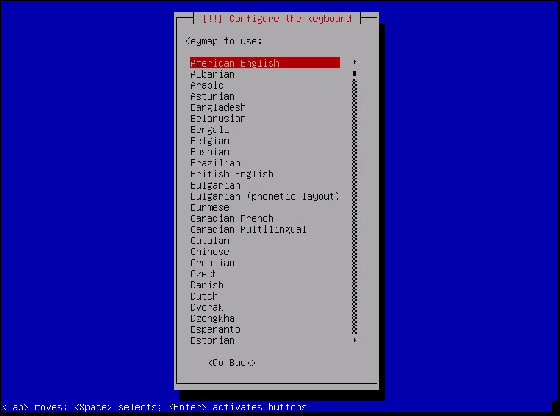 Kali Linux Installation - Select Keymap for keyboard