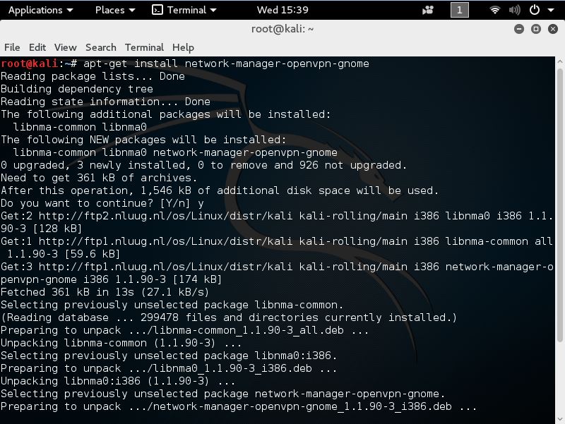 Installing VPN on Kali Linux 2016 - Network manager openvpn 1