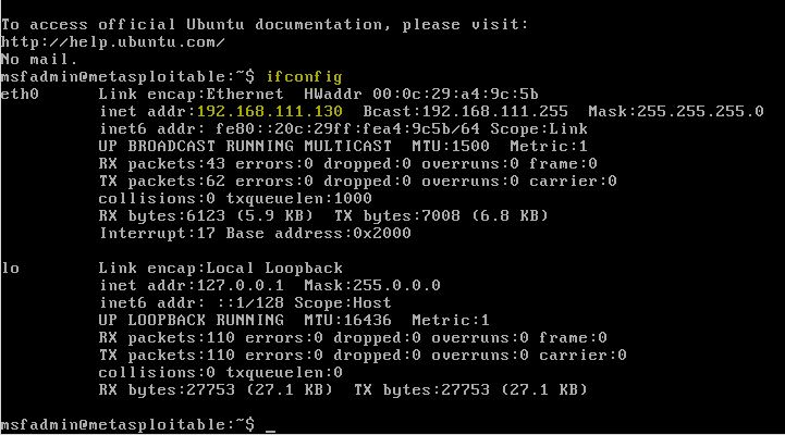 how to set static ip in metasploitable