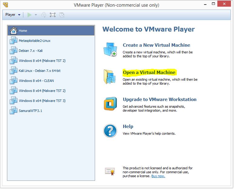 Metaspoitable 2 - VMware player 1