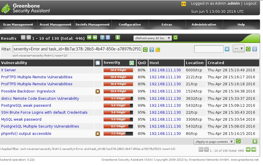 Open-VAS vulnerability scanner