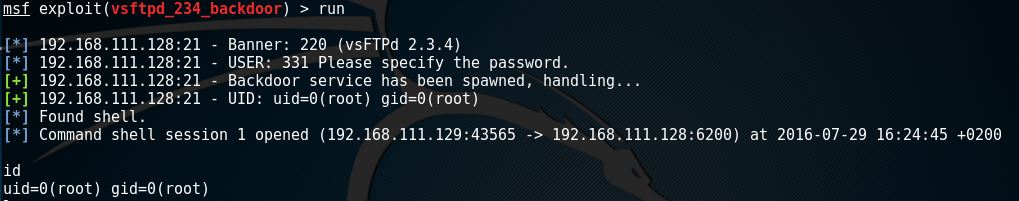 Metasploit - exploiting VSFTPD 1