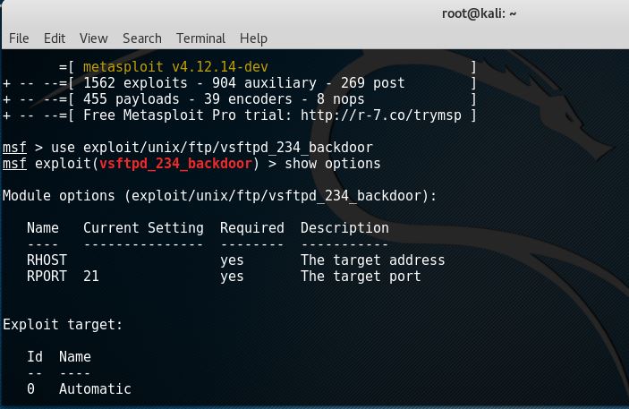 Metasploit - exploiting VSFTPD 2