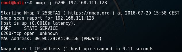 nmap scan VDFTPD port 6200