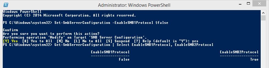 Disable SMBv1 on Windows