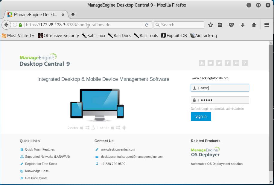 2 Metasploitable 3 - ManageEngine Desktop Central administration panel