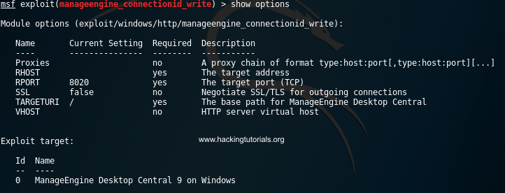 7 Metasploitable 3 - Metasploit exploit options