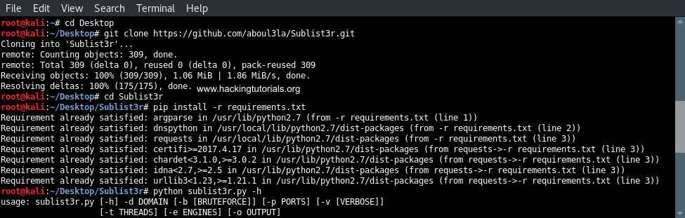 1 Installing Sublist3r