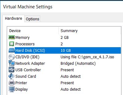 VMware Workstation VM specifications