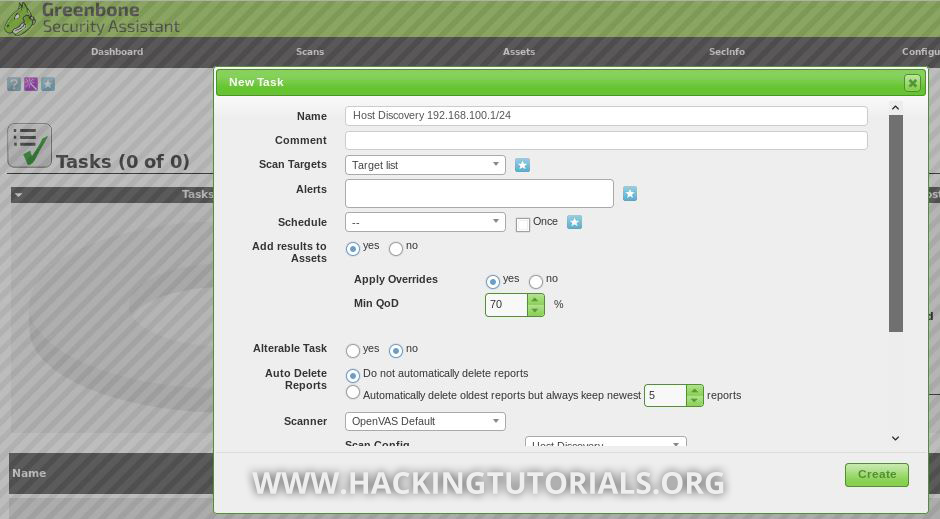 01 Create scanning task in openvas