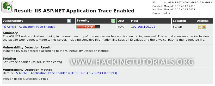 14 IIS Trace enabled vulnerability